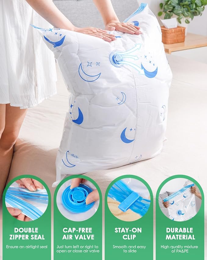 Travel Compression Bags, 25 Pack Vacuum Storage Bags with 1500mAh Rechargeable Battery, Vacuum Seal Bag for Space Saving Clothes, Blanket, Duvets, Pillows, Comforters, Travel Essentials, Luggage-NeatNest