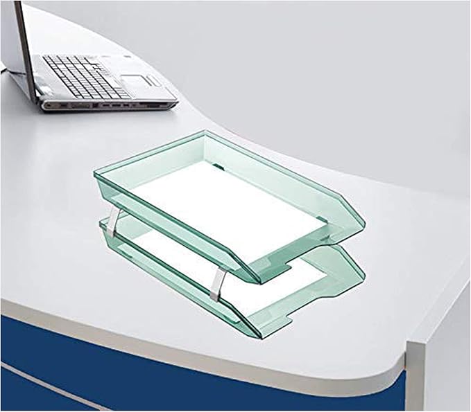 Acrimet Facility 2 Tier Letter Tray, Front Load, Letter Size/A4, Desktop File Organizer, Plastic (Clear Green Color)-NeatNest