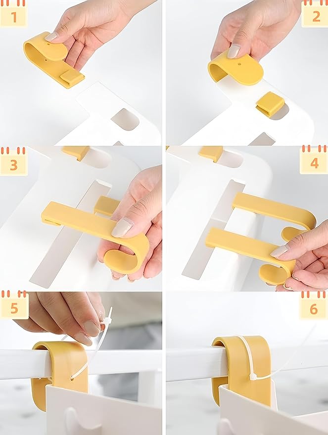 Bunk Bed Shelf for Top Bunk Kids Bunk Bed Accessories Caddy, Dorm Book Holder Bedside with Hooks For Bed Rail, 11 lbs Capacity, White, Plastic-NeatNest