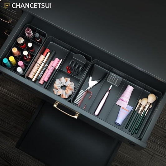 CHANCETSUI Bathroom Modular Drawer Organizer Set – Stackable 3-Piece Storage Trays for Personal Care, Makeup, Skincare, Grooming Tools-NeatNest