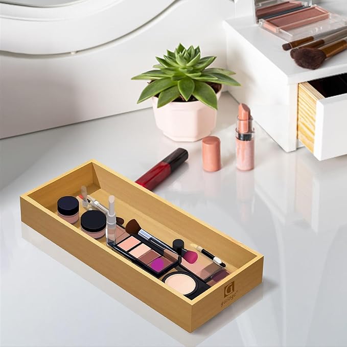 Desktop organizer, Bamboo storage tray for small tools, For office cabinets Bathroom 11.8x4.92x1.34 Inches(1 - PCS)-NeatNest