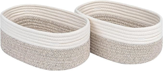 CubesLand Baskets for Shelves Storage,Cube Shelf Closet Storage Bins Set 2,Long-lasting &Skin-friendly Toy Basket Bin,Stylish Room Decor Basket,Woven Off White/Light Brown-NeatNest