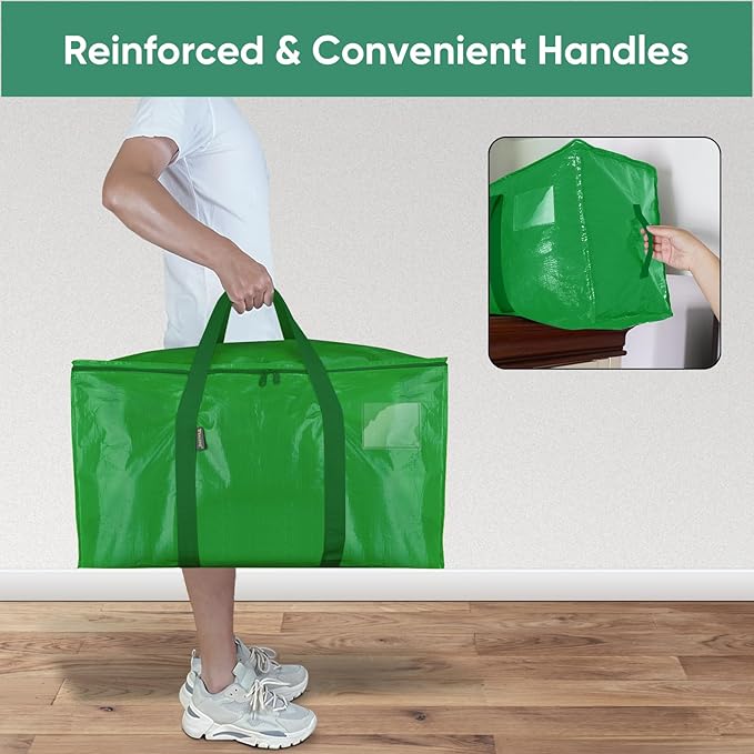 BALEINE 2-Pack Oversized Moving Bags with Reinforced Handles, Heavy-Duty Storage Tote for Clothes, Moving Supplies (Light Green, 2-Pack)-NeatNest
