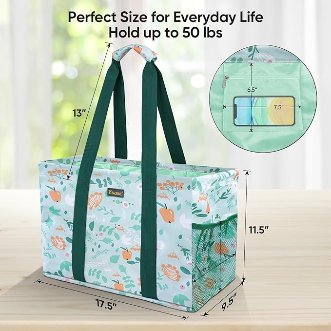 BALEINE Soft 9 Gallon Extra Large Utility Tote, Foldable Reusable Storage Bag (Spring Stroll)-NeatNest