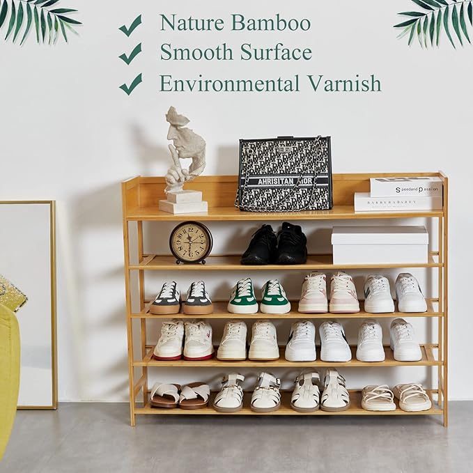 latifolia Shoe Rack, 5-Tier Bamboo Shoe Rack Organizer for Entryway Hallway, Beautiful Natural-NeatNest