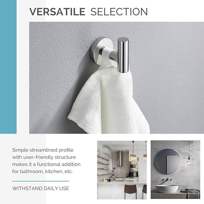 Angle Simple Bathroom Towel Hook Polished Chrome, SUS304 Stainless Steel Bah Towel Holder, Robe Hook for Wall