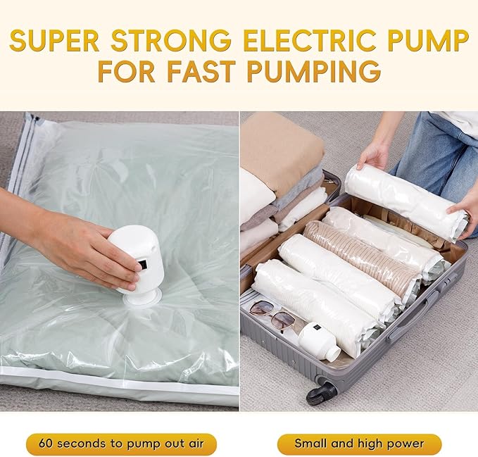 Vacuum Storage Bags with Electric Pump,8 Extra Large Jumbo storage Space Saver Bags (40x31 Inch) for Bedding,Comforters,Blankets,Clothing,Pillows,Jackets,Coats,Vacuum Seal Bags for clothing-NeatNest