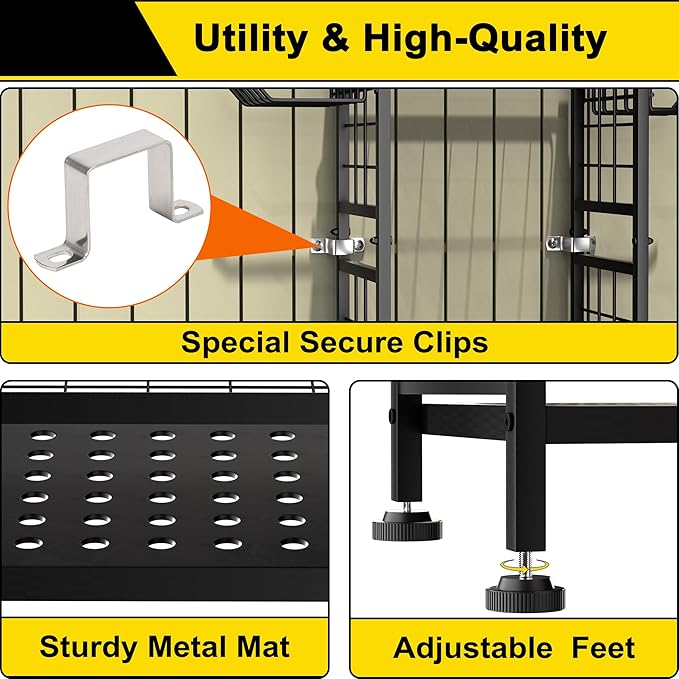 3 Tier Garden Tool Organizer, Garage Storage and Organization, Metal Yard Tools Storage up to 78 Tools, Heavy Duty Garden Tool Organizer for Garage, Yard, Patio, Shed, Indoors and Outdoors, Black