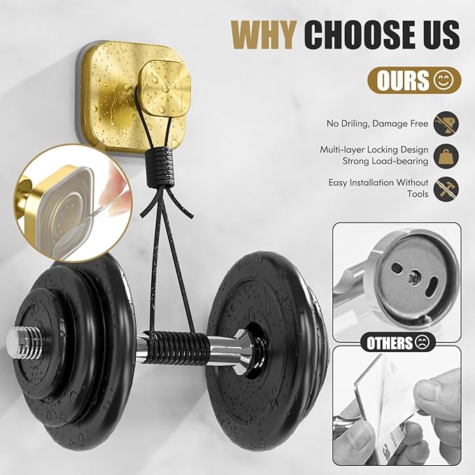 BKV Suction Cup Hooks for Shower,Heavy Duty Shower Hooks for Bathroom Wall,Glass Windows,Smooth Doors to Hang Towels,Robes,Coat,Reusable Suction Cup Wreath Hanger for Christmas Wreaths-Gold(2 Pack)-NeatNest