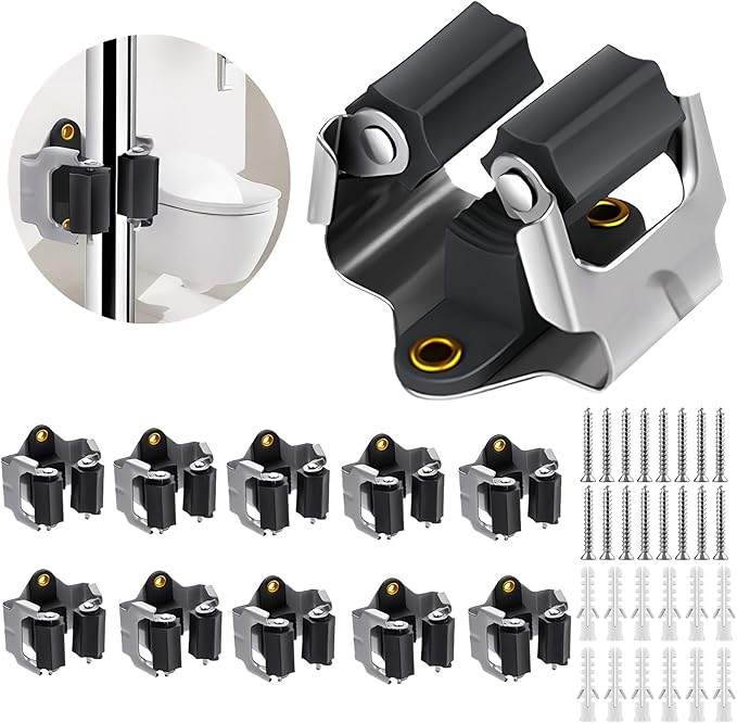 3-H 10 Pack Mop and Broom Holder Big Size Hanging 1 KG Extra, Broom Holder Wall Mount for Hanging and Organizing Shove Rake Yard Tools in Garage Garden Shed Laundry Kitchen up to 1.45 Inch (black)-NeatNest