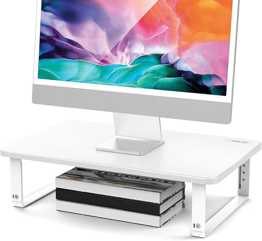 BESIGN MS01 Monitor Stand Riser, Height Adjustable Laptop Stand, Computer Monitor Stand for Monitor, Computer,Laptop,Printer (White)-NeatNest