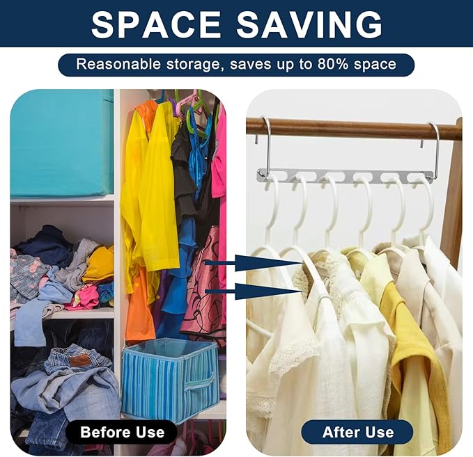 12 Pieces Space Saving Hangers for Clothes, Metal Collapsible Hangers for Heavy Clothes, Closet Space Savers Metal Hangers Organizer for Dorm, Closet Organizers and Storage-NeatNest