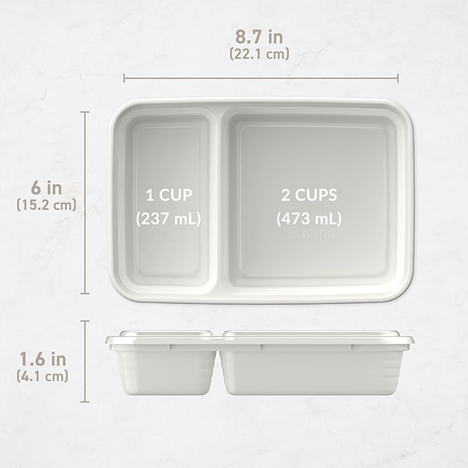 Bentgo 20-Piece Lightweight, Durable, Reusable BPA-Free 2-Compartment Containers - Microwave, Freezer, Dishwasher Safe - Whisper Gray-NeatNest