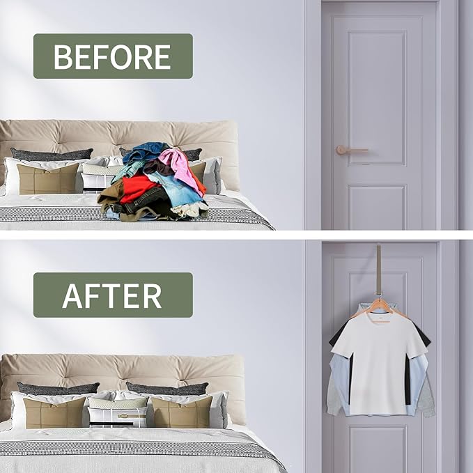 2 Pcs Grey Over The Door Hanger Organizer Drying Rack Collapsible Retractable Clothes Drying Rack Space Saver for Hanging Clothes Towels Bathrooms, Carbon Steel Material