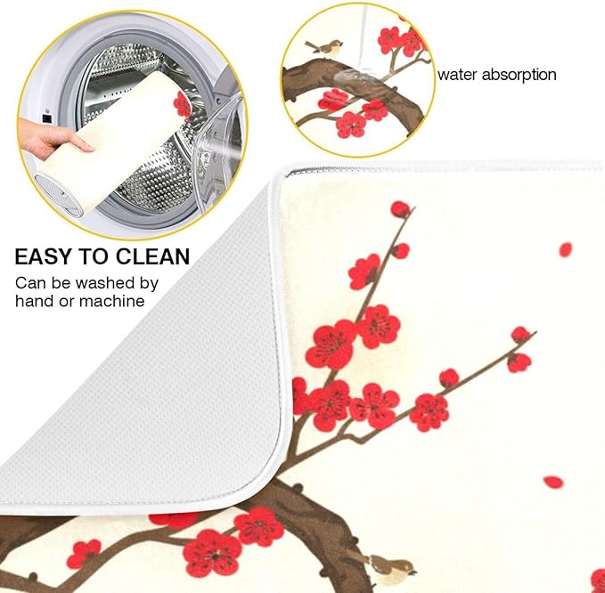 Absorbent Dish Dying Mat XL Oriental Style Painting Kitchen Counter Mat Protector,Reversible,Extra Large 24 x 18 Inches