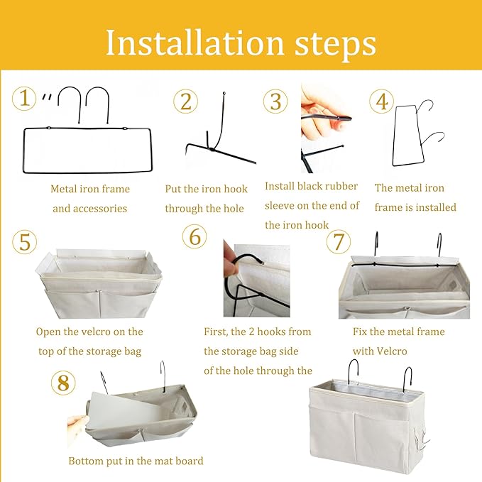 Bedside Caddy Organizer/Bedside Hanging Storage Bag Multi-Function Caddy for Bunk bed Hospital Beds Dorm Bed Rails, Holders Books Glasses Phones Magazine(White)-NeatNest