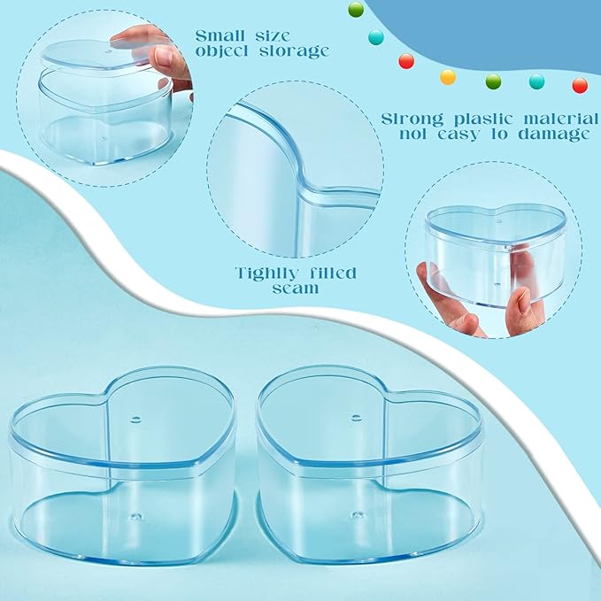 Blulu 8 Pieces Clear Acrylic Plastic Jewelry Box Mini Storage Box Mini Cube Containers with Lids for Candy Pill and Tiny Jewelry(Heart,3.27 x 2.76 x 1.57 Inch)-NeatNest