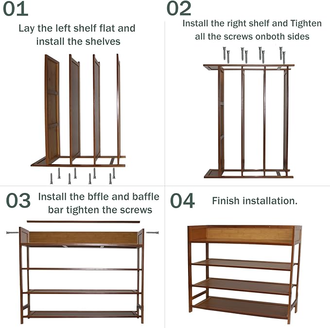 latifolia Bamboo Shoe Rack, 4-Tier Shoe Rack Organizer for Entryway(31.4''L)-NeatNest