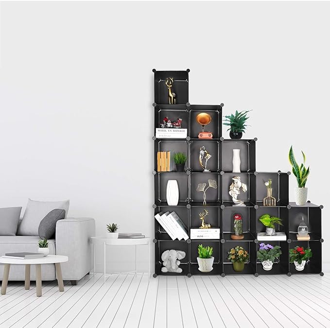 TUMUCUTE Cube Storage Organizer, DIY Plastic Closet Cabinet Modular Bookcase, Storage Shelves for Bedroom Living Room, Office(20-Cube,Plastic)