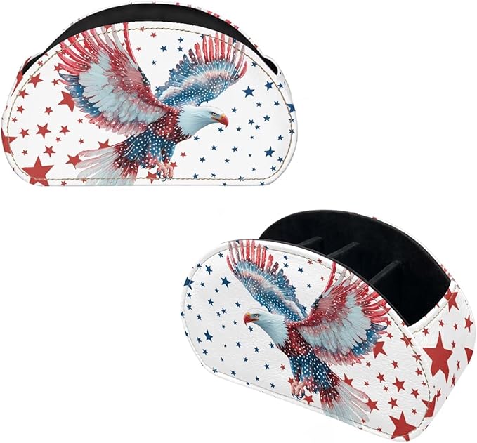 Flag Color Eagle Stars Print TV Remote Control Organizer, Office Desk Organizer,Storage for Controllers/Media Players/Glasses/Cosmetic Brushs/Pens,Nightstand/Couch/Home Theater Accessory-NeatNest