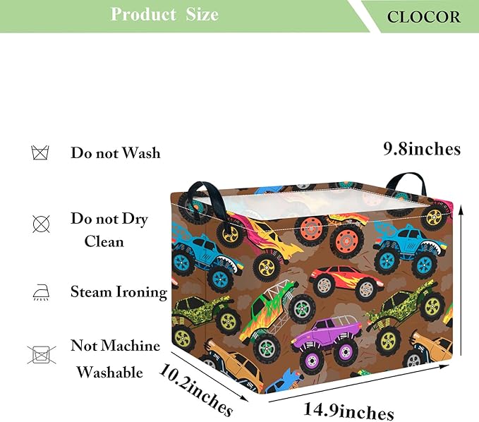 CLOCOR Rectangular Easter Gift Basket Empty,Waterproof Toy Bin,Books Box,Room Decor(Truck)-NeatNest