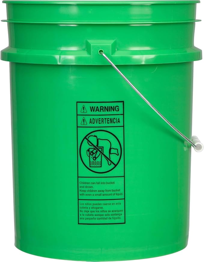 House Naturals Green 5 Gal Bucket with Gamma Orange Screw Lid - Food Grade BPA Free Pail