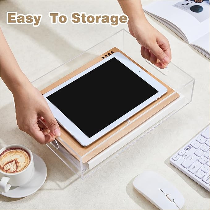 4 Pack Desk Drawer Organizer Set 3 Size Clear Acrylic Drawer Organizer Trays and Storage Dividers Office Accessories for Pen Makeup Silverware Office Bathroom