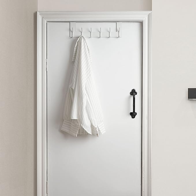 WEBI Over The Door Hook White,Over The Door Towel Rack,Door Hanger,Door Coat Towel Hanger,Door Coat Rack for Hanging Clothes,Jacket,Back of Bathroom,2 Packs