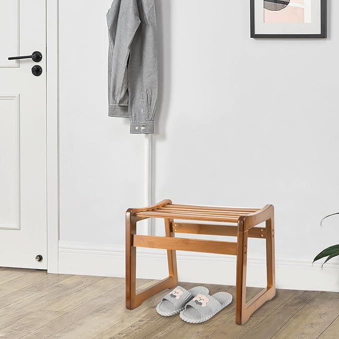 Bamboo Step Stool for Kids - Foot Rest Shoe Changing Stool for Living Room, Bedroom, Garden Leisure, Outdoor (Brown)