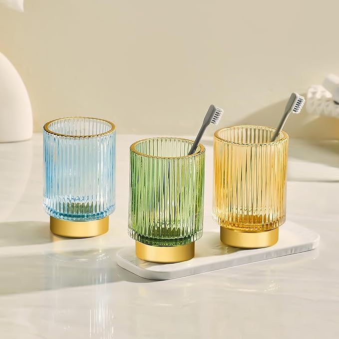 Makeup Brush Holder Organizer,Toothbrush Holders,Desk Pen Pencil Holder,Multifunctional Vintage Glass Brush Cup(S/White/A3-14-US)-NeatNest