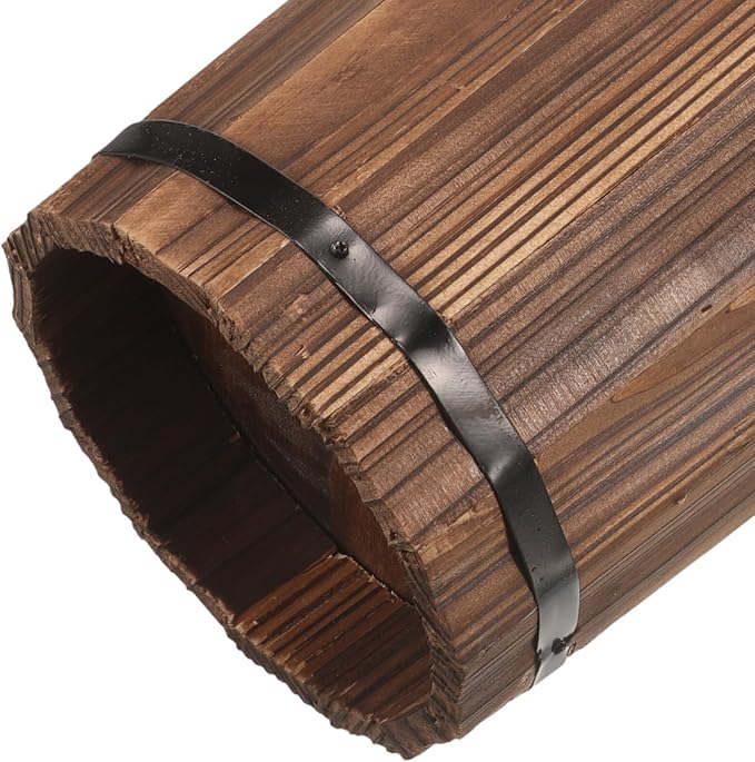 ABOOFAN Wooden Umbrella Stand Holder Umbrella Bucket Rack for Entryway Freestanding Canes Walking Sticks Holder Tall Wooden Planter Barrel, 42.00X21.00X21.00CM, brown