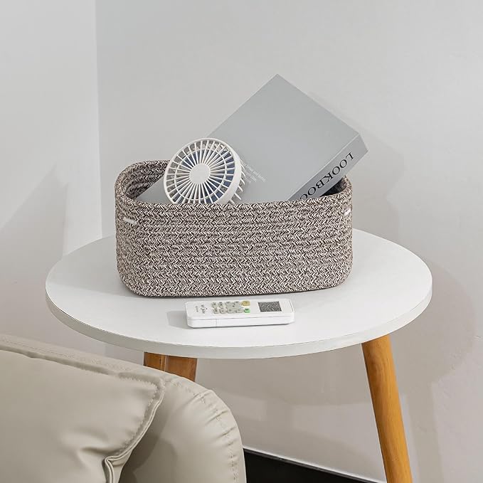 CubesLand Woven Basket for Organizing/Storage,Cube Shelf Closet Storage Baskets Bins,Long-lasting &Skin-friendly Toy Storage Basket,Stylish Room Decor Basket,Rope Basket,Mixed Brown Basket for Shelves-NeatNest