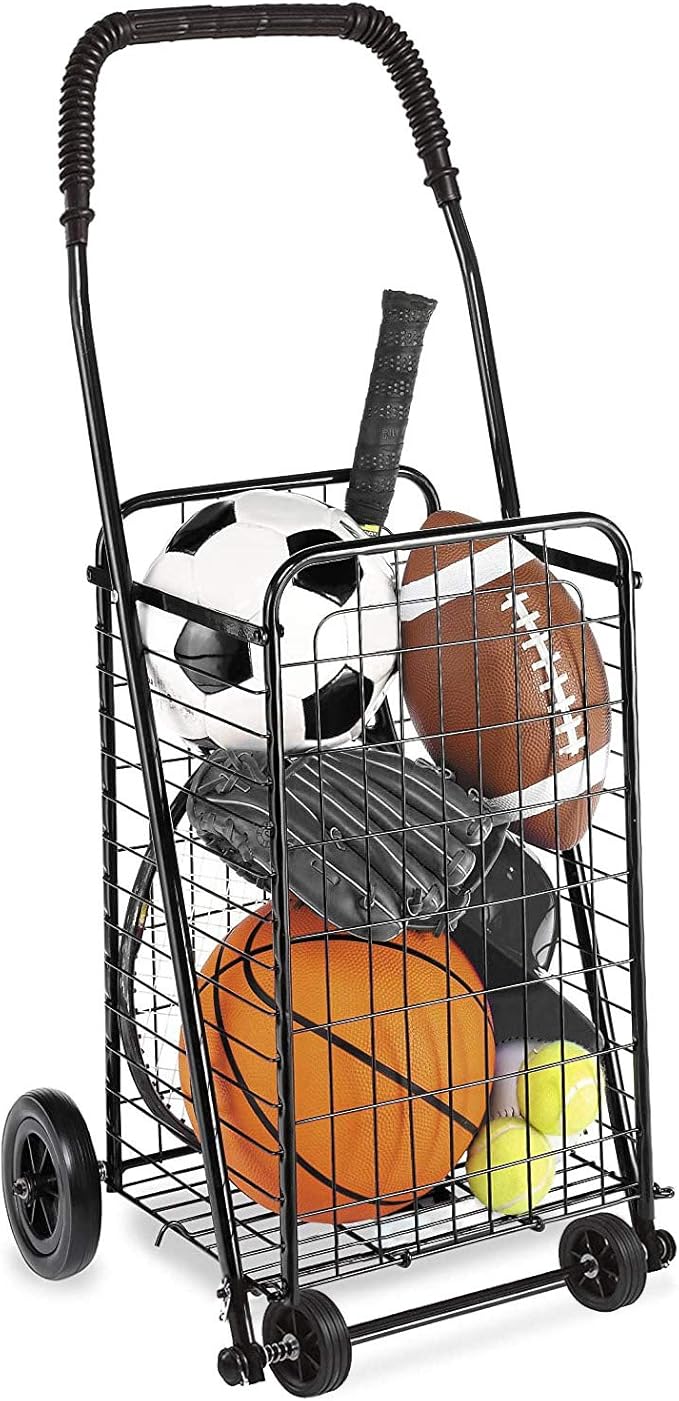DMI Utility Cart with Wheels to be used for Shopping, Grocery, Laundry and Stair Climber Cart, Weighs 7.5 Pounds but holds up to 90 Pounds, Compact and Foldable, Black-NeatNest