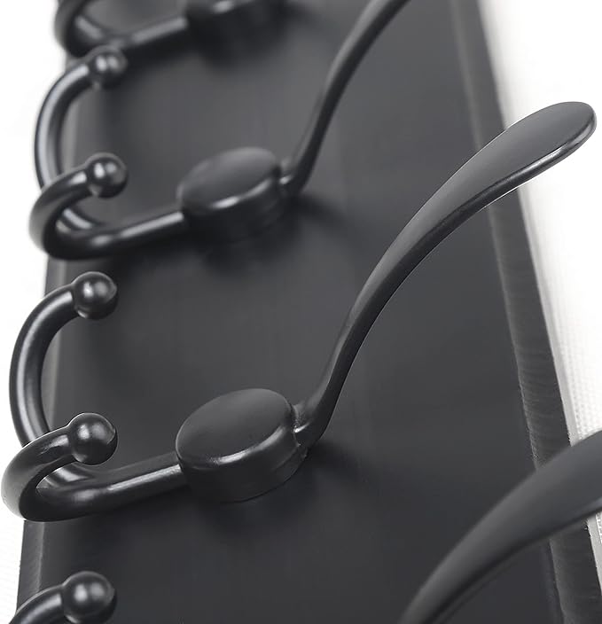 Dseap Coat Rack Wall Mounted - 10 Tri Hooks, 38-1/4" Long, Heavy Duty Wooden Wall Coat Hanger Coat Hook for Clothes Hat Jacket Clothing, Black, Pack of 2