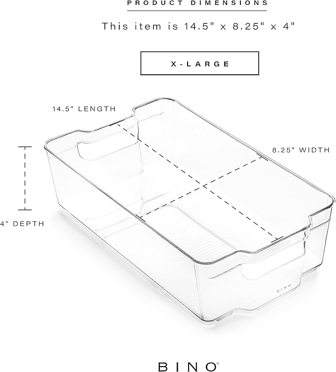 BINO Stackable Multi-Use Storage Organizer Bins, Plastic , BPA-Free, THE STACKER COLLECTION For Pantry / Home Organization, Fridge / Freezer Organizer - 8 Pack-NeatNest