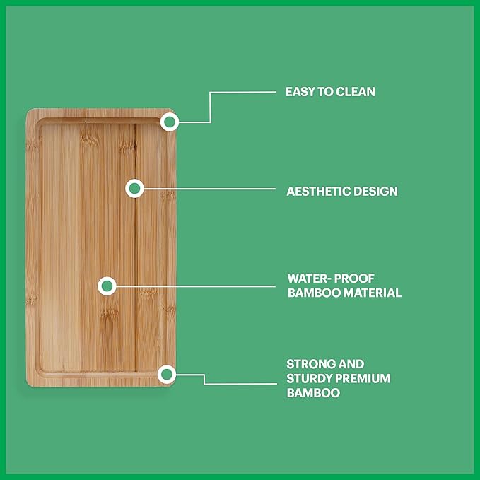 Bamboo Vanity Tray, 12 inch, Brown, Wooden, Slip Resistant, Perfume, Makeup, Jewelry Organizer, Decorative Toilet Tank Tray-NeatNest