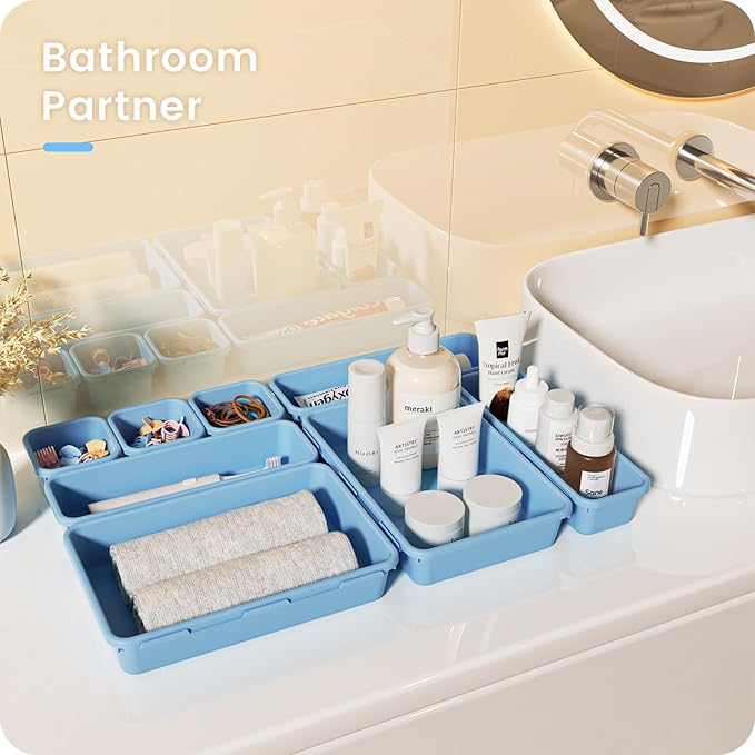 A-LuGei ใ๐ฎ๐ฎ๐ฃ๐๐ฆใ Plastic Sky Blue Desk Drawer Organizer, Bathroom Organizers and Storage, Makeup Organizer, Organization and Storage Bin Container for Vanity Office Utensils Tool Pantry Cosmetic-NeatNest