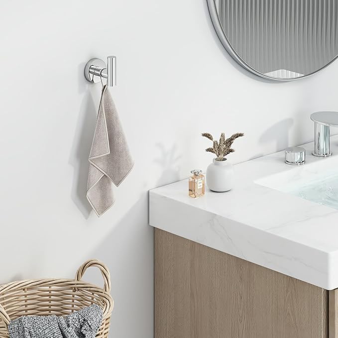 Angle Simple Bathroom Towel Hook Polished Chrome, SUS304 Stainless Steel Bah Towel Holder, Robe Hook for Wall