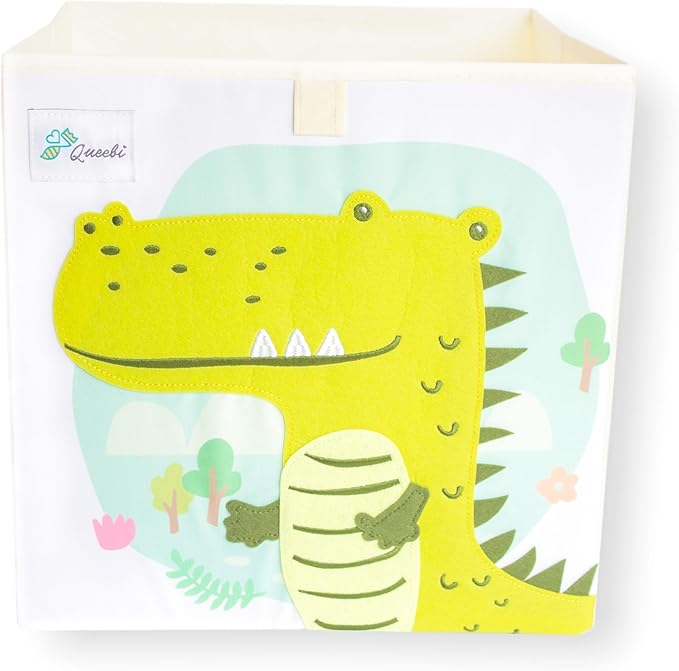 Crocodile Storage Cube- Organizer for Nursery, Playroom, Bedroom, Closet. Foldable Box 13x13x13 inches. Children's Toy Box, Diaper Caddy, Clothing Basket, Book Bin, Baby Essentials & Kids Gift-NeatNest