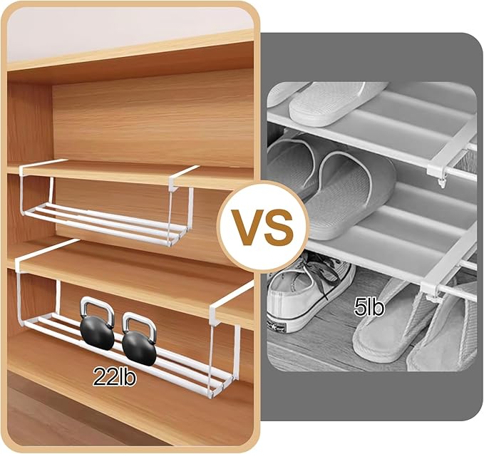 eygeufg Expandable Shoe Rack for Closet, Adjustable Shoe Organizer, Retractable Carbon Steel Shoe Storage Shelf, Space-Saving Hanging Shoe Rack, 2 Pack (White)-NeatNest