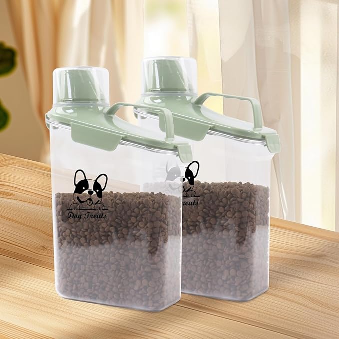 Dog Food Storage Container Airtight Portable Dog Food Container with Handled Lid and Pour Spout,Food Storage for Dog Dry Food Small Pet Food Container with Measuring Cup for Home, Travel,2.8L Green-NeatNest