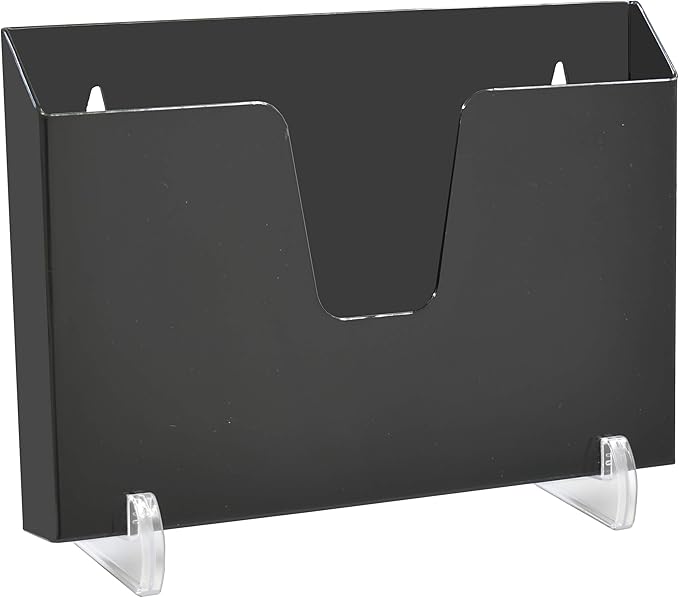 Acrimet Pocket File Holder Horizontal Design Brochure Display (for Wall Mount or Countertop Use) (Removable Supports Included) (Letter Size) (Black Color)