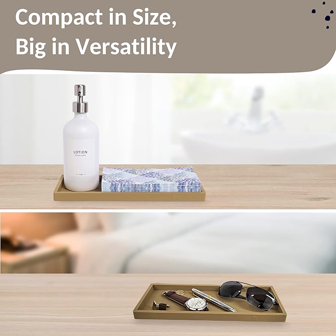 Countertop and Vanity Tray - 11.7" Silicone Bathroom Tray, Flexible Dish Soap Holder for Kitchen, Bathroom Counter Organizer, Shower Toilet Tank Trays Décor Accessories, Sink Makeup Mat Oil-NeatNest