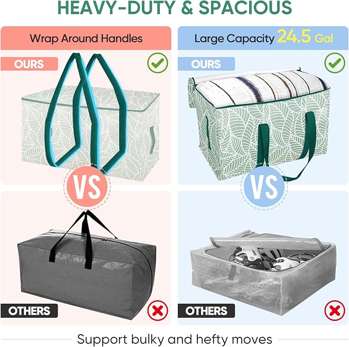 BALEINE 2-Pack Oversized Moving Bags with Reinforced Handles, Heavy-Duty Storage Tote for Clothes, Moving Supplies (Antique Folidage, 2-Pack)-NeatNest