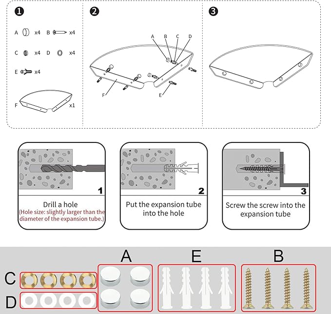 Cosmos 2 Pcs Acrylic Wall Mount Floating Corner Shelves Quarter Round Shower Shelf Hanging Corner Shelves Wall Storage Display Organizer for Bathroom Kitchen Bedroom Living Room (Solid White)-NeatNest