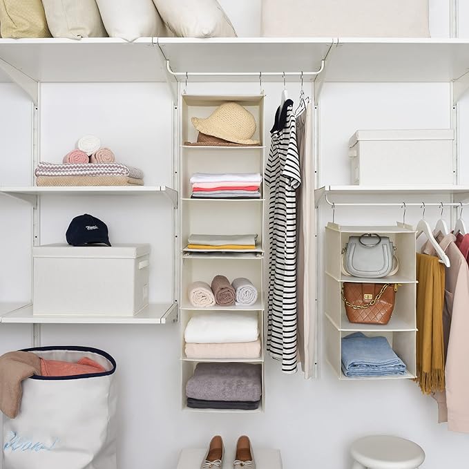 GRANNY SAYS 6-Shelf Hanging Closet Shelves, Separable to 2 Pack 3-Shelf Closet Shelves Organizer, Hanging Organizers and Storage for Living Room, Beige-NeatNest