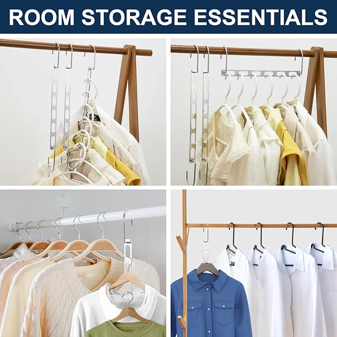 12 Pieces Space Saving Hangers for Clothes, Metal Collapsible Hangers for Heavy Clothes, Closet Space Savers Metal Hangers Organizer for Dorm, Closet Organizers and Storage-NeatNest