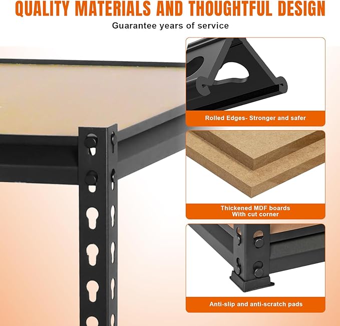 BIG RED Storage Shelving Unit, 5-Tier Adjustable, Heavy Duty Metal Garage Shelves/Utility Rack for Kitchen, Pantry, Basement, Bathroom, Laundry - 2,000 lbs Capacity, Black, 59" H x 28" W x 12" D-NeatNest