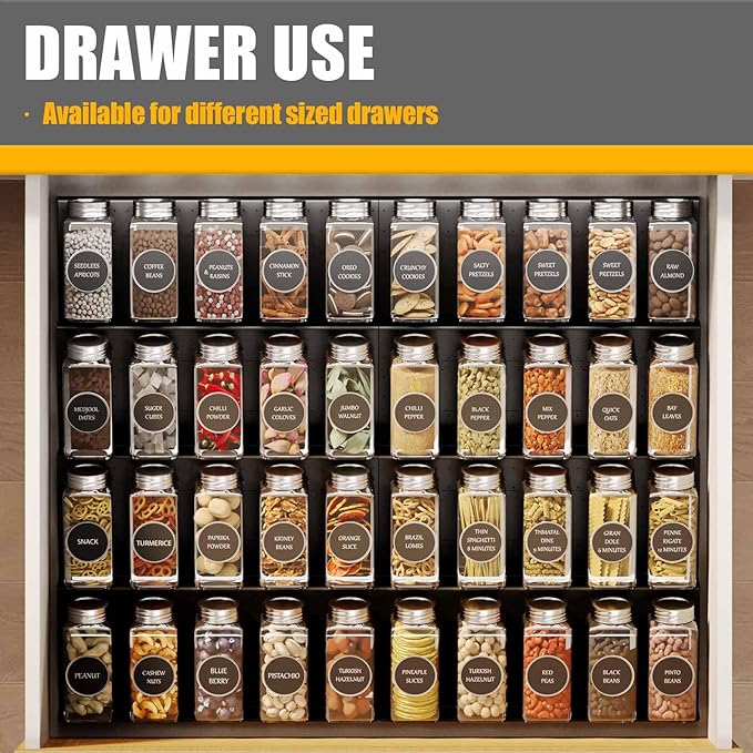 Famhap Spice Drawer Organizer, 4 Tier Expandable from 11.6" to 23.2" Seasoning Rack Tray Insert for Kitchen Drawers, Spice Rack Tray for Drawer/Countertop-NeatNest
