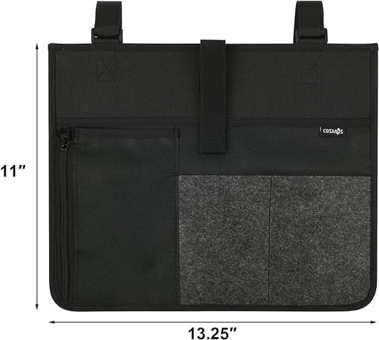 Cosmos Armrest Chair Side Organizer Bedside Caddy Organizer Bed Buk Storage Bag Armchair Wheelchair Hanging Side Pocket Bag for Ipad, Tablet, Cellphone, Remote Control, Magazines, Books & Water Bottle-NeatNest